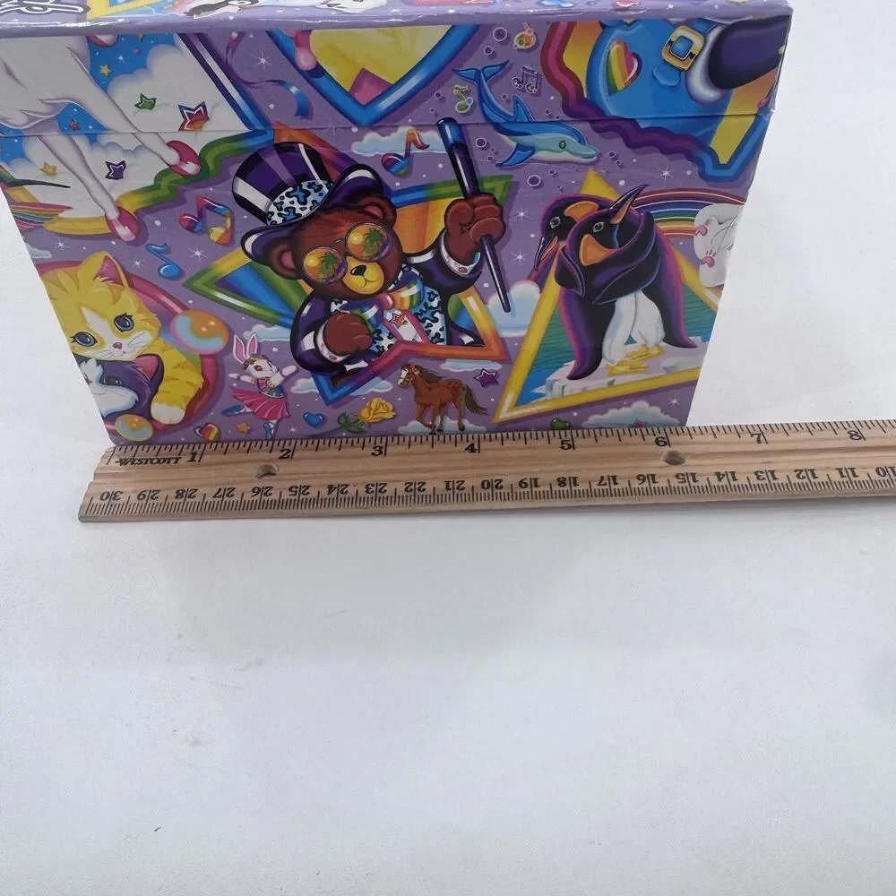 VTG 90s Lisa Frank Jewelry Trinket Stationary Storage Box and 6 Charms Fast Ship